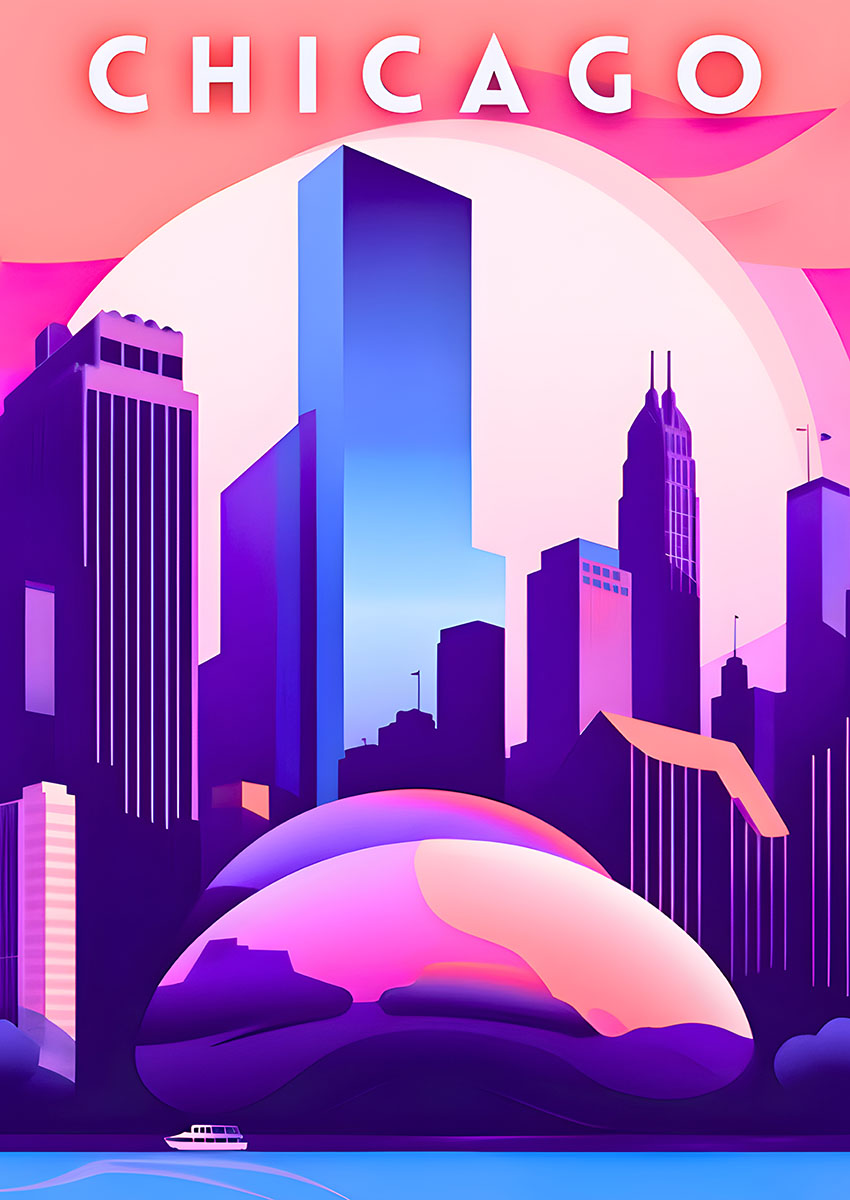 Chicago Cityscape Art Canvas Print & Poster Wall Art - AI PRINT LAB